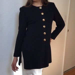 St. John Classic Black Jacket with Gold Buttons